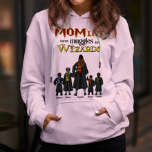 Load image into Gallery viewer, Personalized Mom Life Turns Muggles Into Wizards T-Shirt
