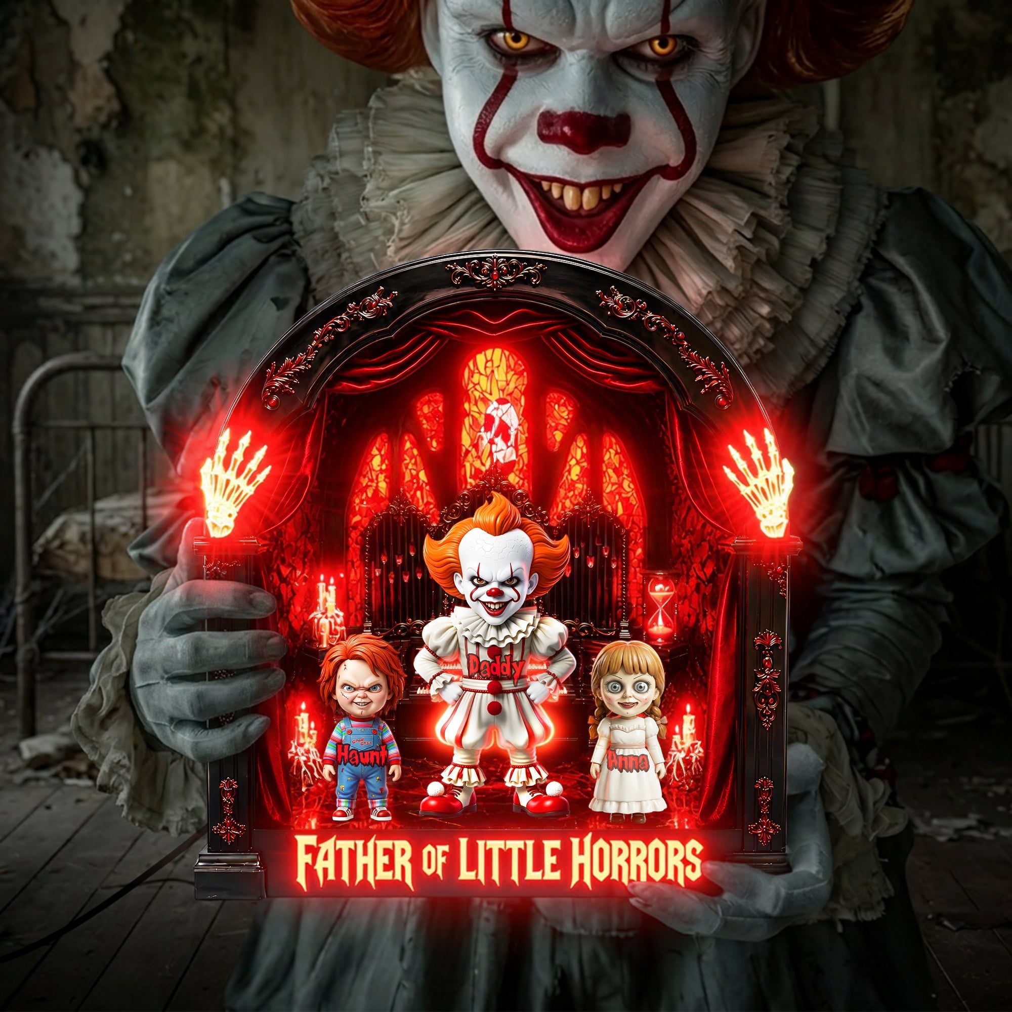 “Father of Little Horrors” - Personalized Horror Themed Acrylic Light Box for Horror Fans - Perfect Gift for Dad and Kids Light Box PopCulturePrints