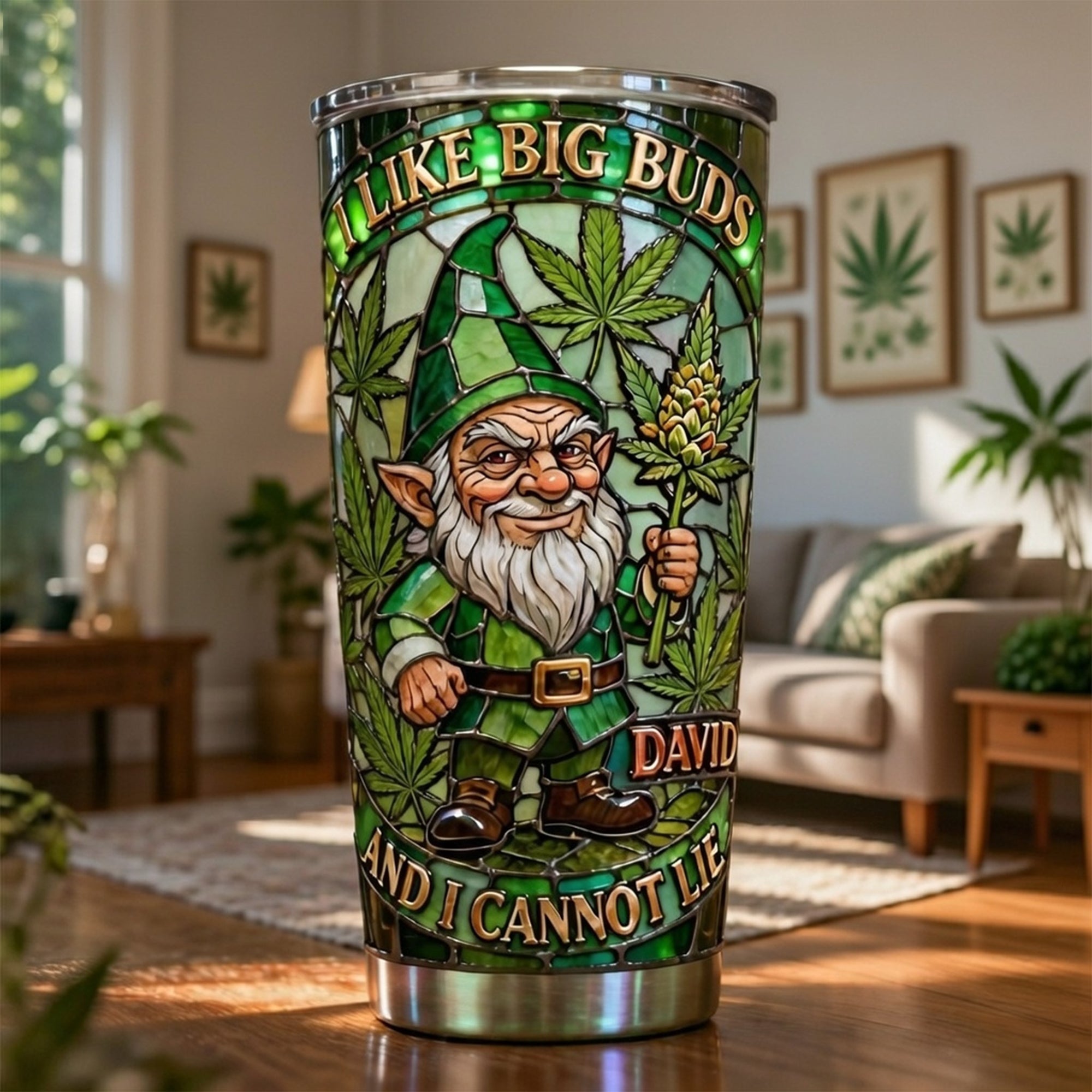 I Like Big Buds - Personalized Green Chill Vibes Tumbler for Chill Lovers Tumbler Cup PopCulturePrints