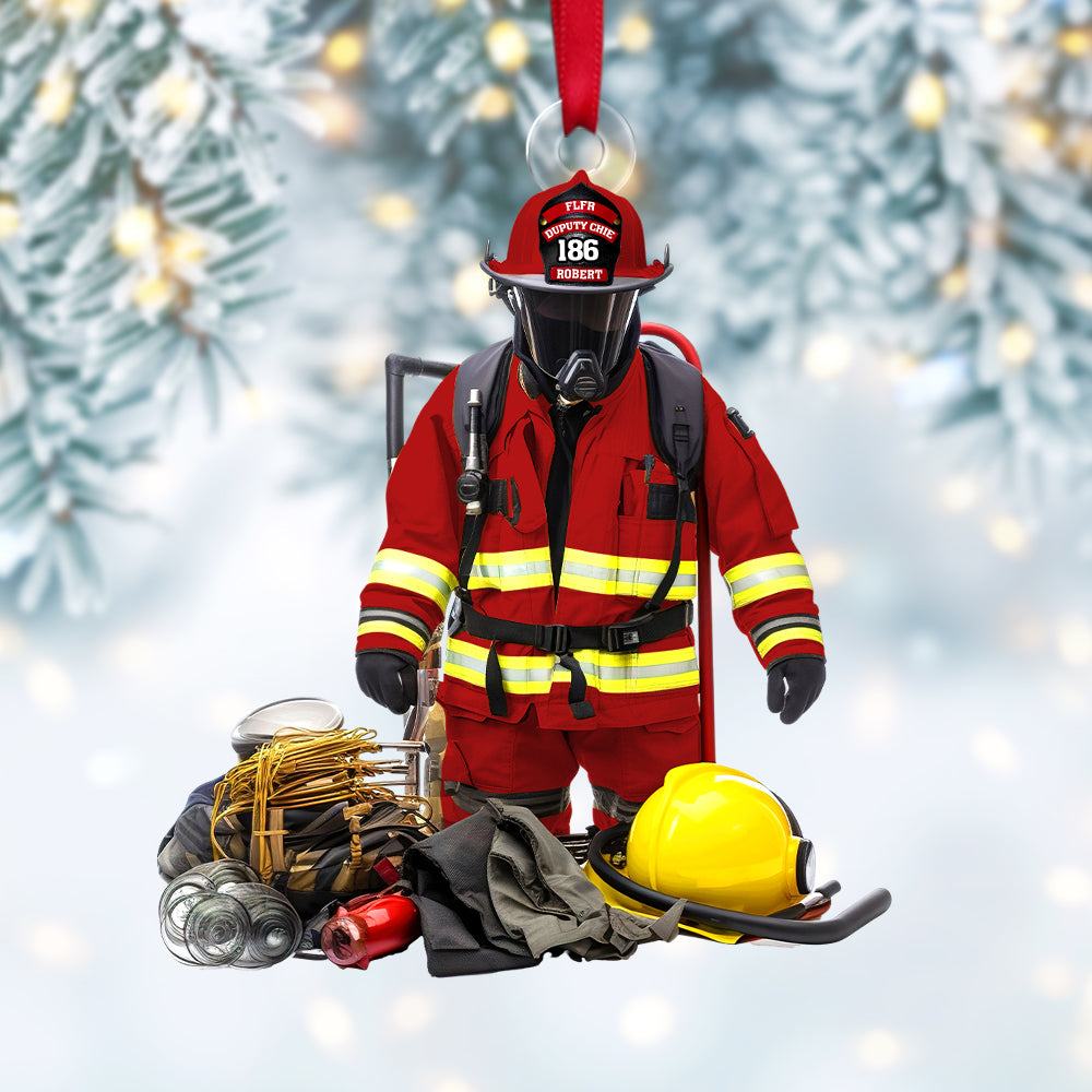 Personalized Firefighter Christmas Ornament - Custom Name and Year Ornament PopCulturePrints