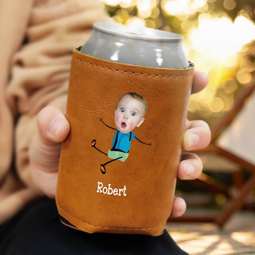 To Dad - The Reasons You Drink - Personalized Leather Can Cooler - Unique Gift for Dad and Grandpa Leather Can Cooler PopCulturePrints