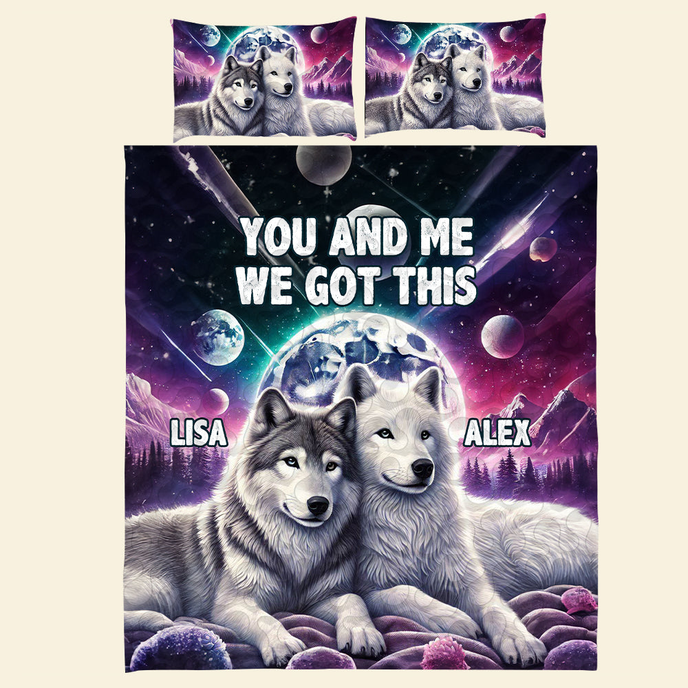Personalized Wolf Couples Quilt Bedding Set - Unique Gift for Love and Adventure Blanket PopCulturePrints