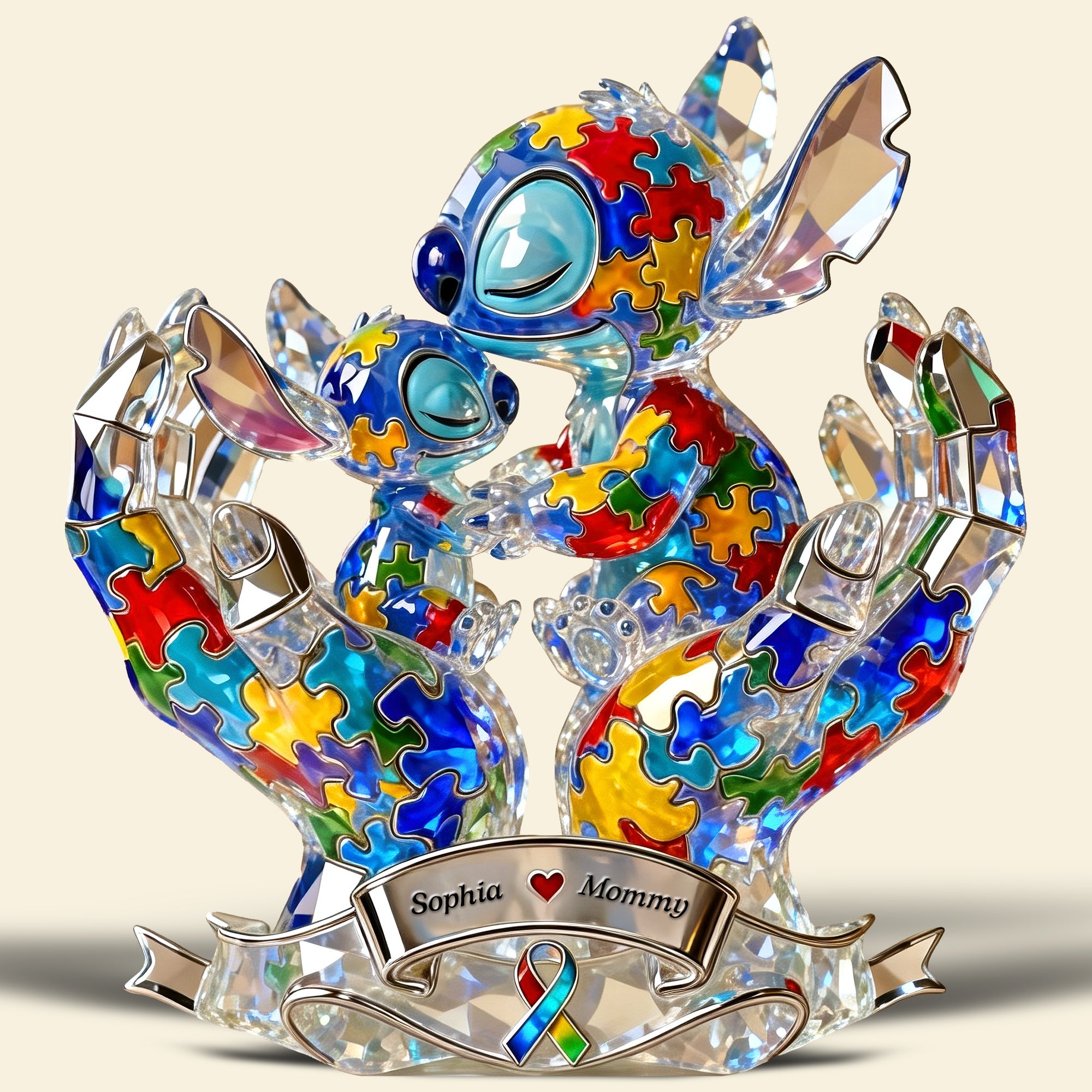 Celebrate Love: Autism Mom and Kid Acrylic Plaque - Custom Personalized Gift for Moms and Grandmas Shaped Plaques PopCulturePrints