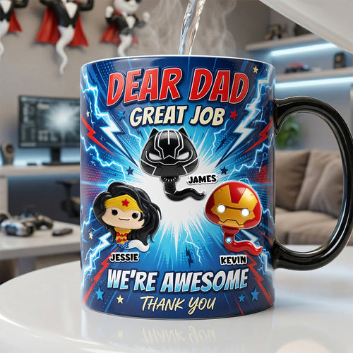 Dear Dad, Great Job! - Powerful Dad Magic Coffee Mug - Personalized Gift for Dads & Grandpas Coffee Mug PopCulturePrints
