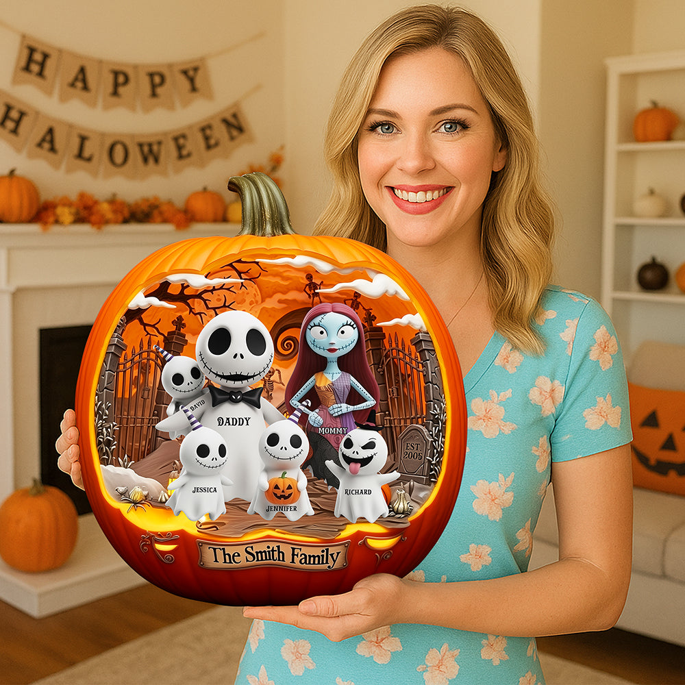 Spooky Family Pumpkins: A Personalized Halloween Decoration Wood Sign PopCulturePrints