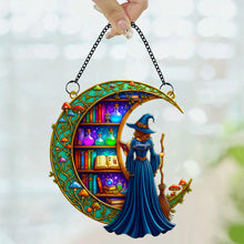 Load image into Gallery viewer, Enchanting Bookshelf Moonlight Suncatcher Ornament - Personalized Gift for Book Lovers Ornament PopCulturePrints
