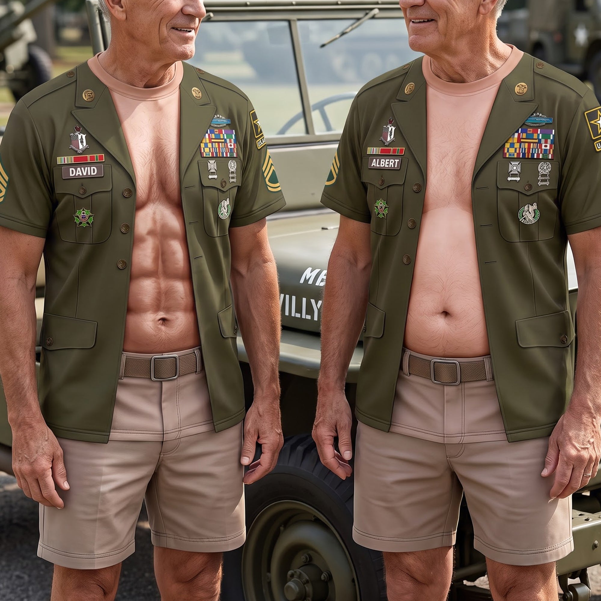 "Serve with Pride: A Funny Military Shirt for Veterans" - Personalized Patriotic Gifts AOP Products PopCulturePrints