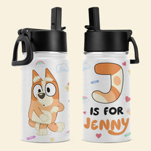 Load image into Gallery viewer, Personalized Cartoon Water Bottle - J is for Jenny
