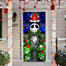 Load image into Gallery viewer, Personalized Christmas Door Cover For Movie Fans - Festive Jack Skellington Design
