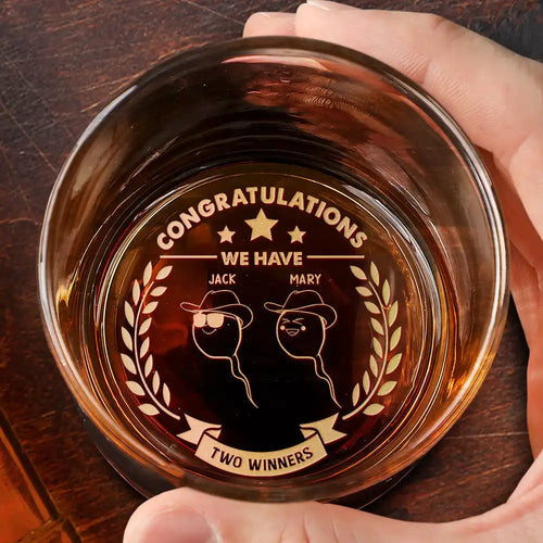 Congratulations! We Have Two Winners - Personalized Engraved Whiskey Glass Whiskey Glass PopCulturePrints