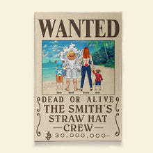 Load image into Gallery viewer, Personalized Family Wanted Poster Canvas – Straw Hat Crew Theme Poster &amp; Canvas PopCulturePrints
