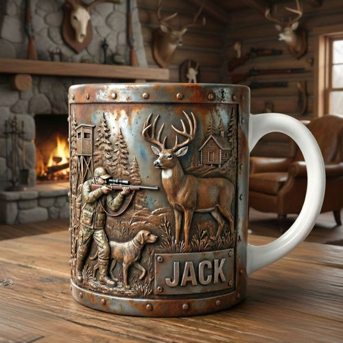 “Crafted for the Hunter” - Personalized Hunting Coffee Mug - Custom Gift for Hunters, Friends, Dad, and More Coffee Mug PopCulturePrints