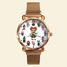 Load image into Gallery viewer, Enchanting Witch Mesh Strap Quartz Watch - Personalized Gifts for Witch Fans Quartz Watch PopCulturePrints
