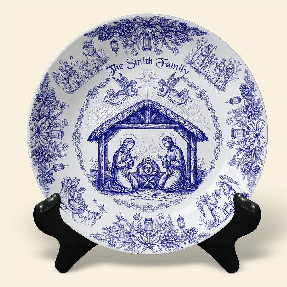 Celebrate Family Love: Personalized Ceramic Round Plate for Christian Families Ceramic Round Plate PopCulturePrints