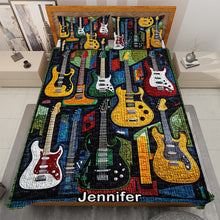 Load image into Gallery viewer, Personalized Guitar Lovers Quilt Bed Set Blanket PopCulturePrints
