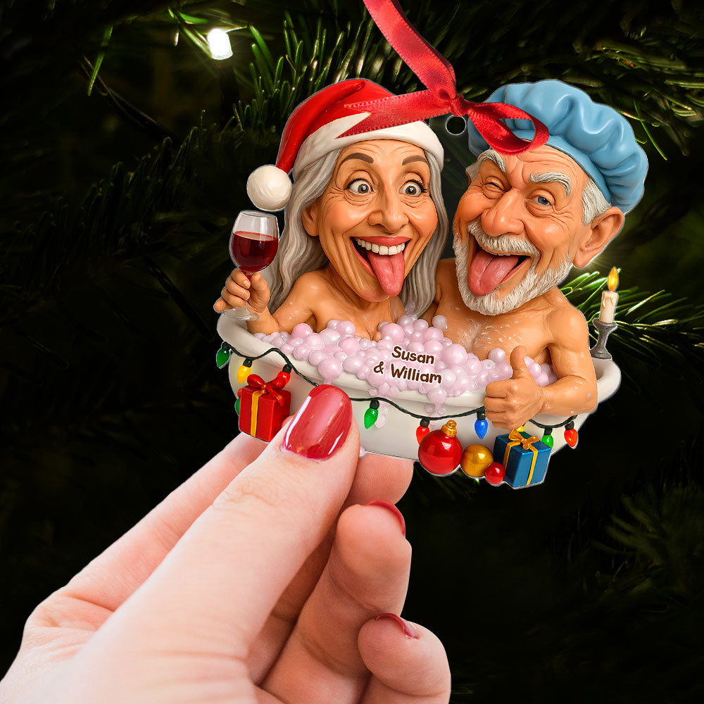 Create Laughs and Memories with Our Personalized Funny Bathtub Couple Ornament - Custom Photo Gifts For Couples Ornament PopCulturePrints