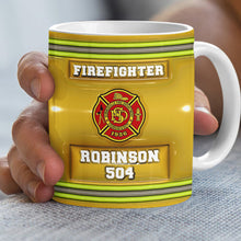 Load image into Gallery viewer, Personalized Firefighter Coffee Mug - Custom Logo and Name Coffee Mug PopCulturePrints
