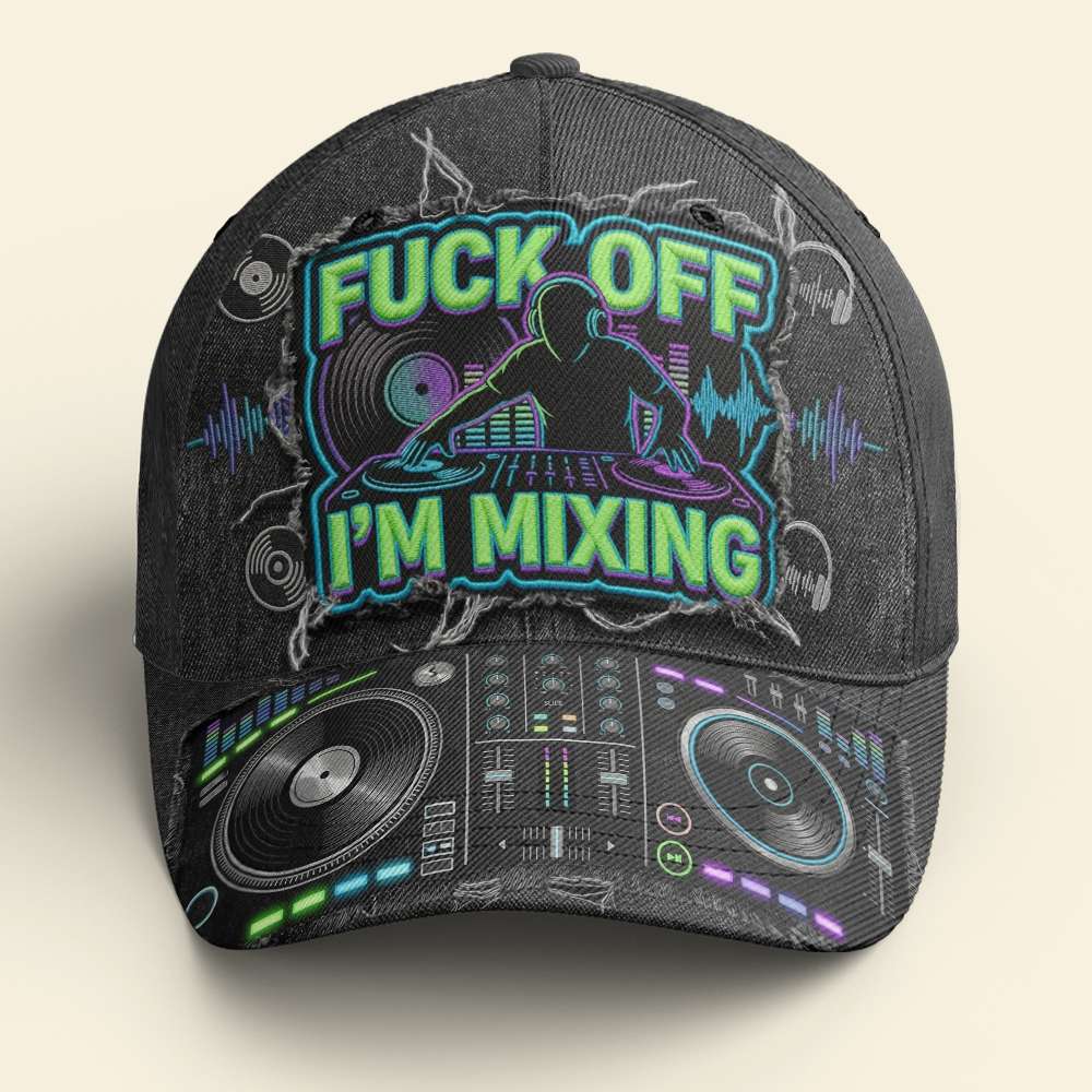 "DJ Max: Turn the Beat Up!" - Personalized DJ Turntable Graphic Cap - Unique Gift for Music Lovers