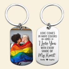 Load image into Gallery viewer, Personalized LGBTQ+ Couple Keychain - Custom Photo Gift Keychains PopCulturePrints
