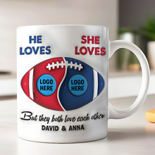 Load image into Gallery viewer, Personalized Football Coffee Mug for Couples | Unique Valentine&#39;s Day Gifts Coffee Mug PopCulturePrints
