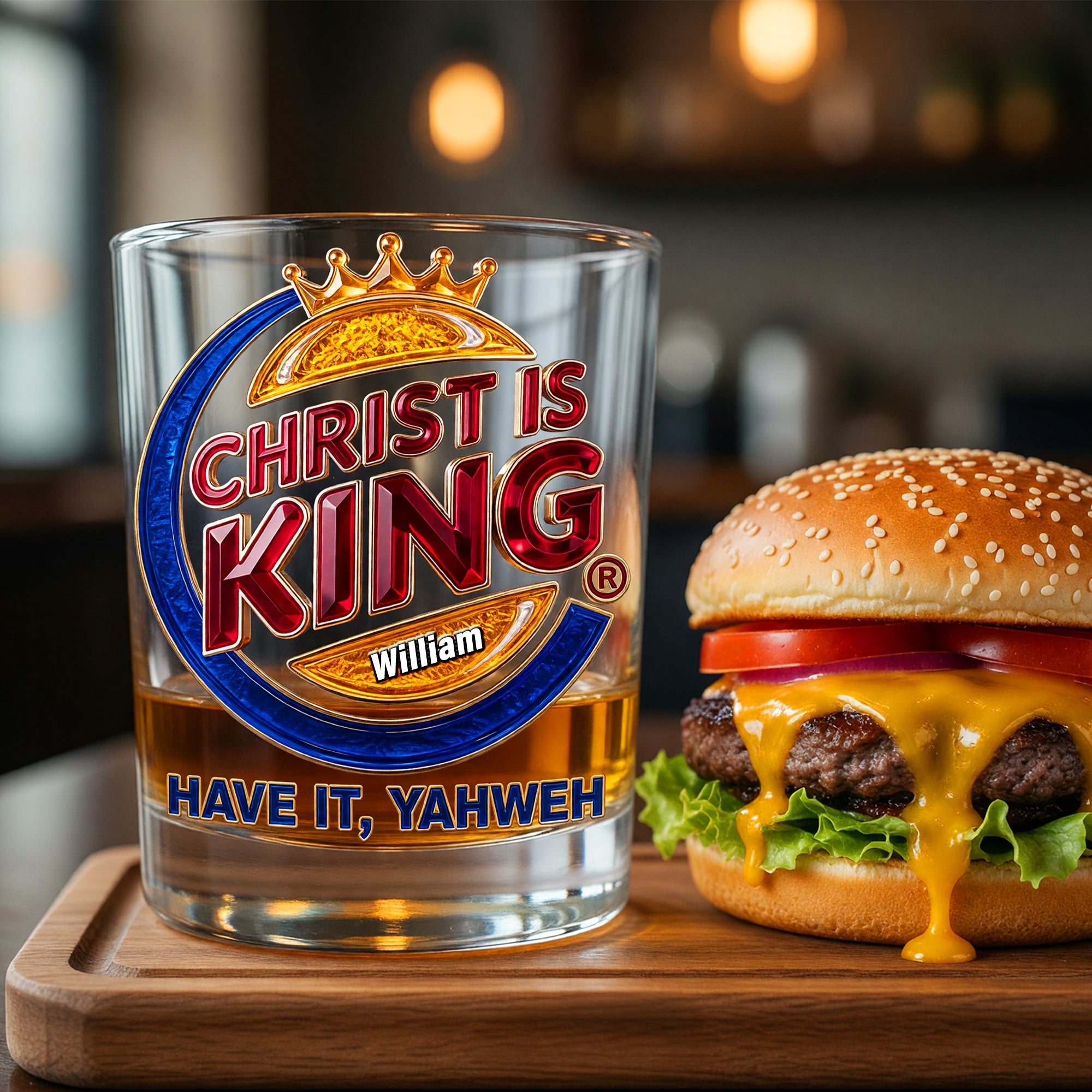Crowned In Faith Round Glass - Personalized Christian Gift for Believers Glass PopCulturePrints