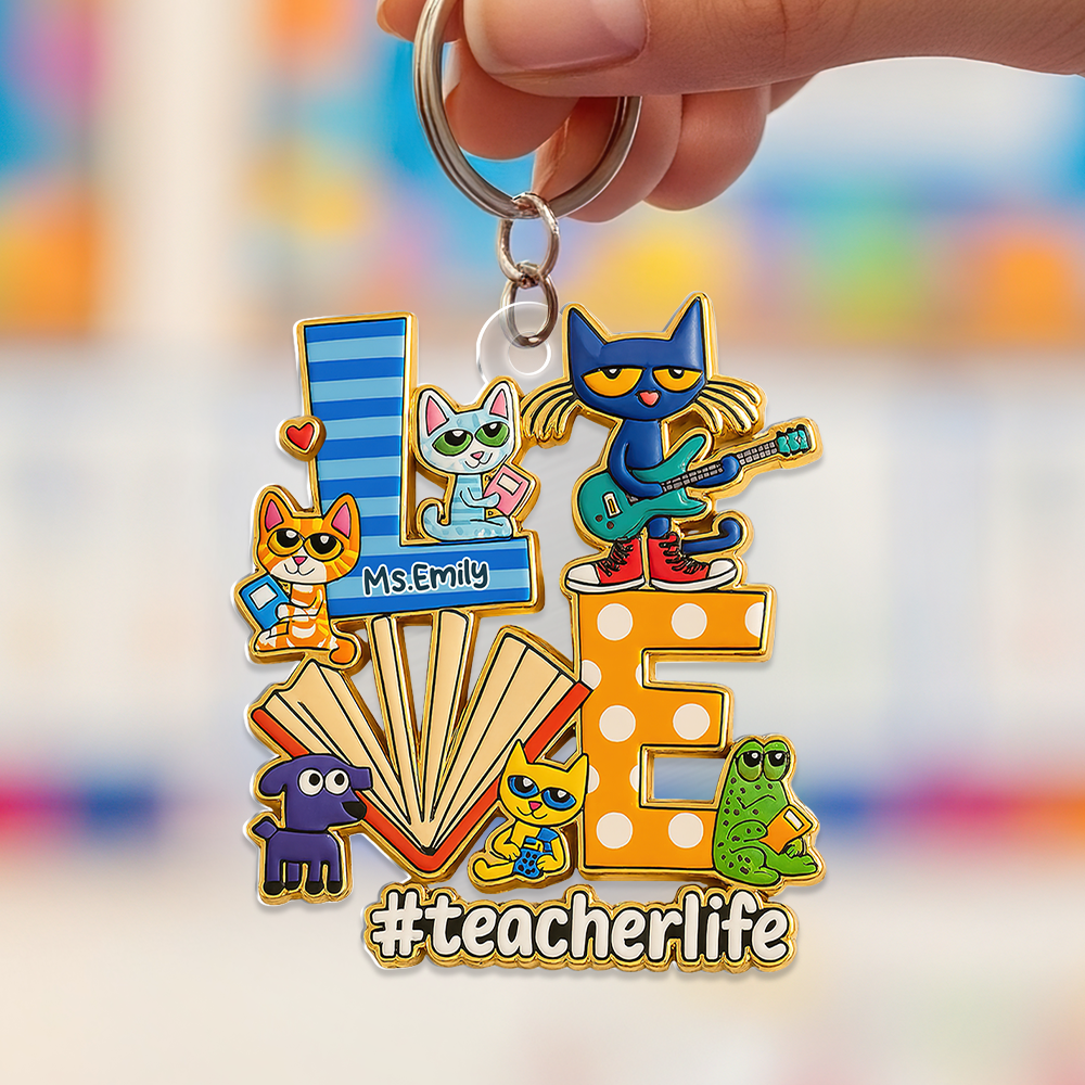 Love Teacher Keychain - Personalized Gift for Educators Keychains PopCulturePrints