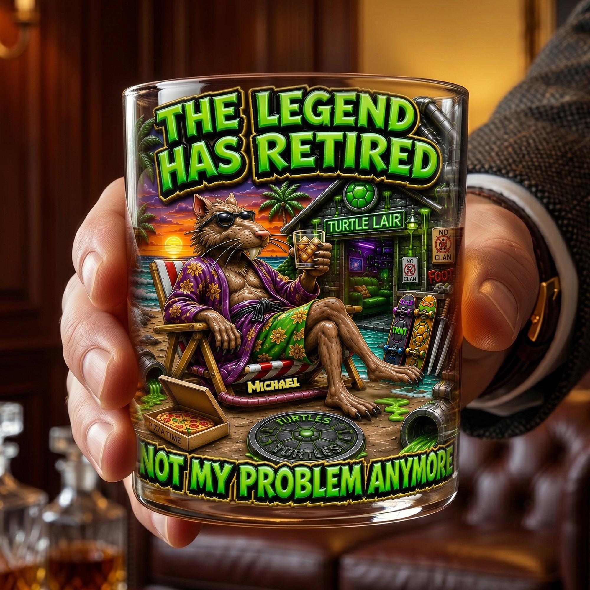 The Legend Has Retired - Personalized Drinking Glass for Him Glass PopCulturePrints