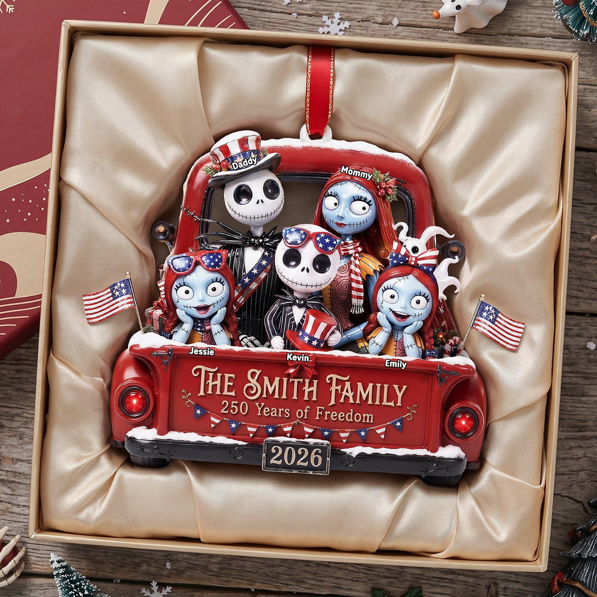 Celebrate Freedom with the Proud Family - Personalized Acrylic Ornament for Christmas