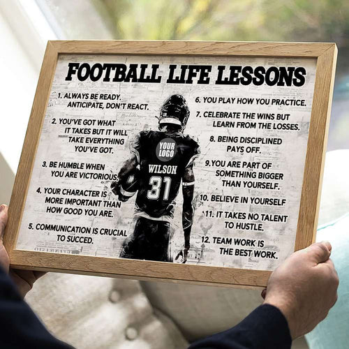 Personalized Football Player Canvas Gift - Life Lessons Design Poster & Canvas PopCulturePrints