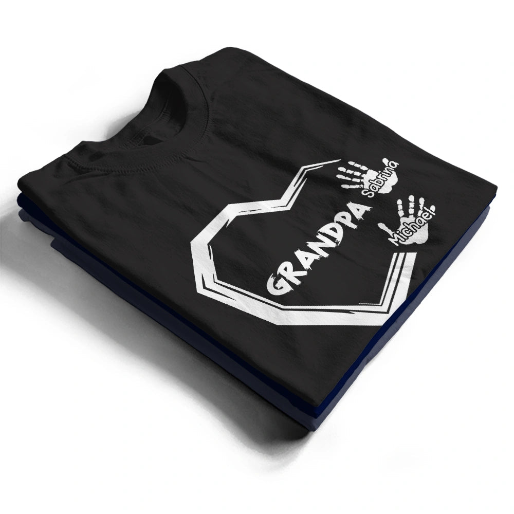 Love You Grandpa - Personalized Handprints T-Shirt T-shirt PopCulturePrints