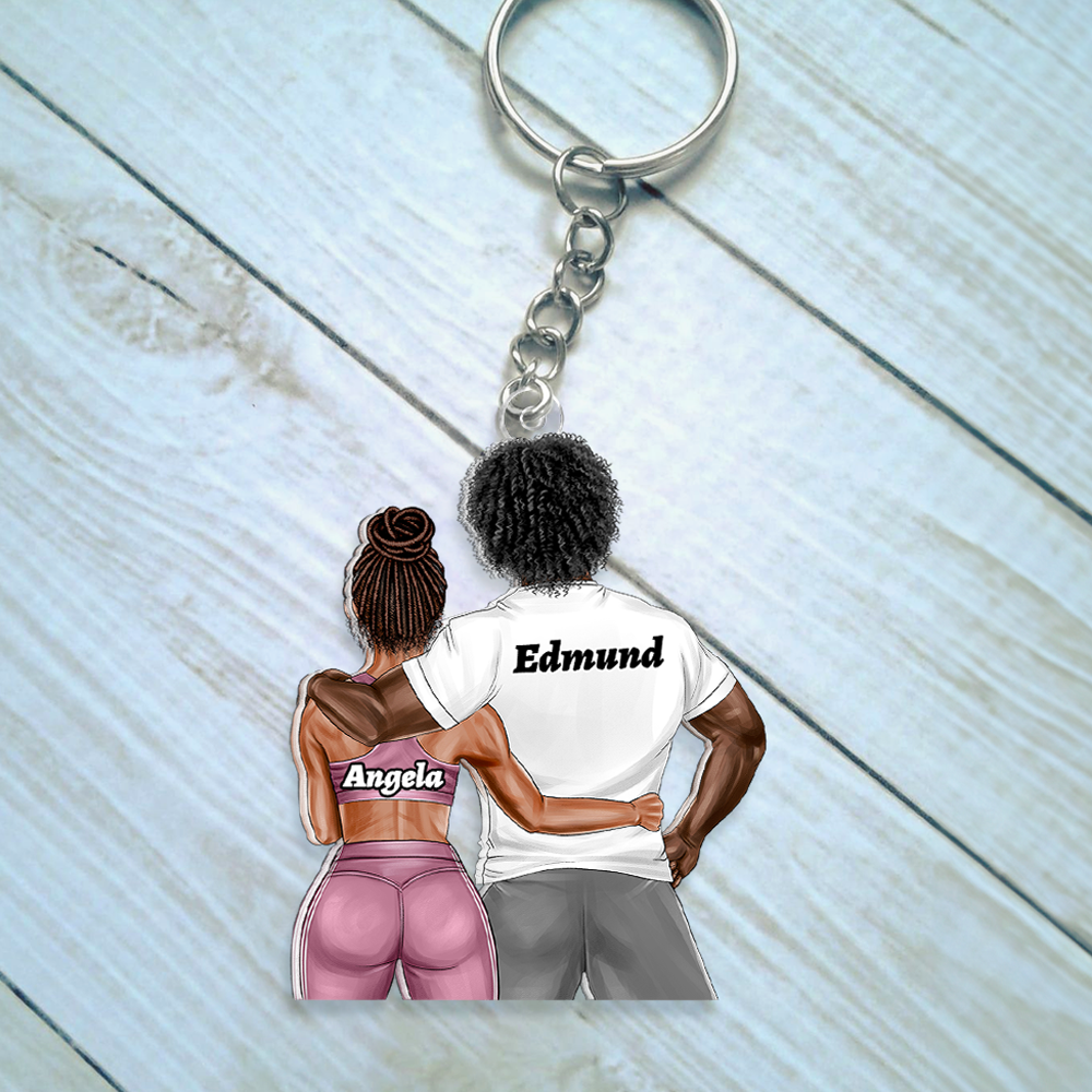 Custom Couple Gym Keychain - Personalized Fitness Gift Keychains PopCulturePrints