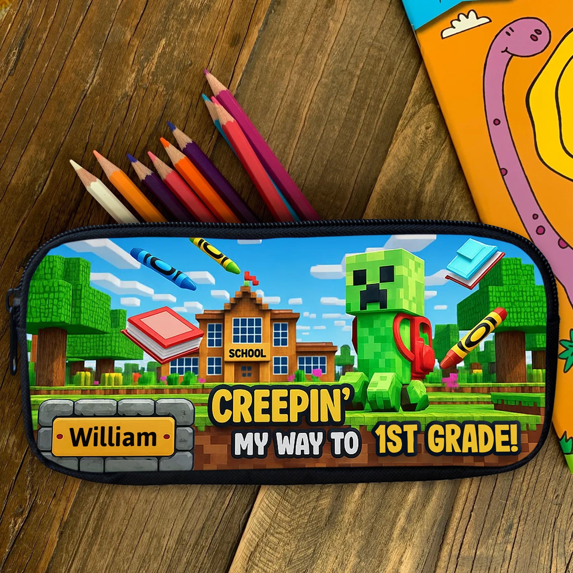Creepin' My Way to 1st Grade Pencil Case - Personalized Gifts for Kids Pencil Case PopCulturePrints