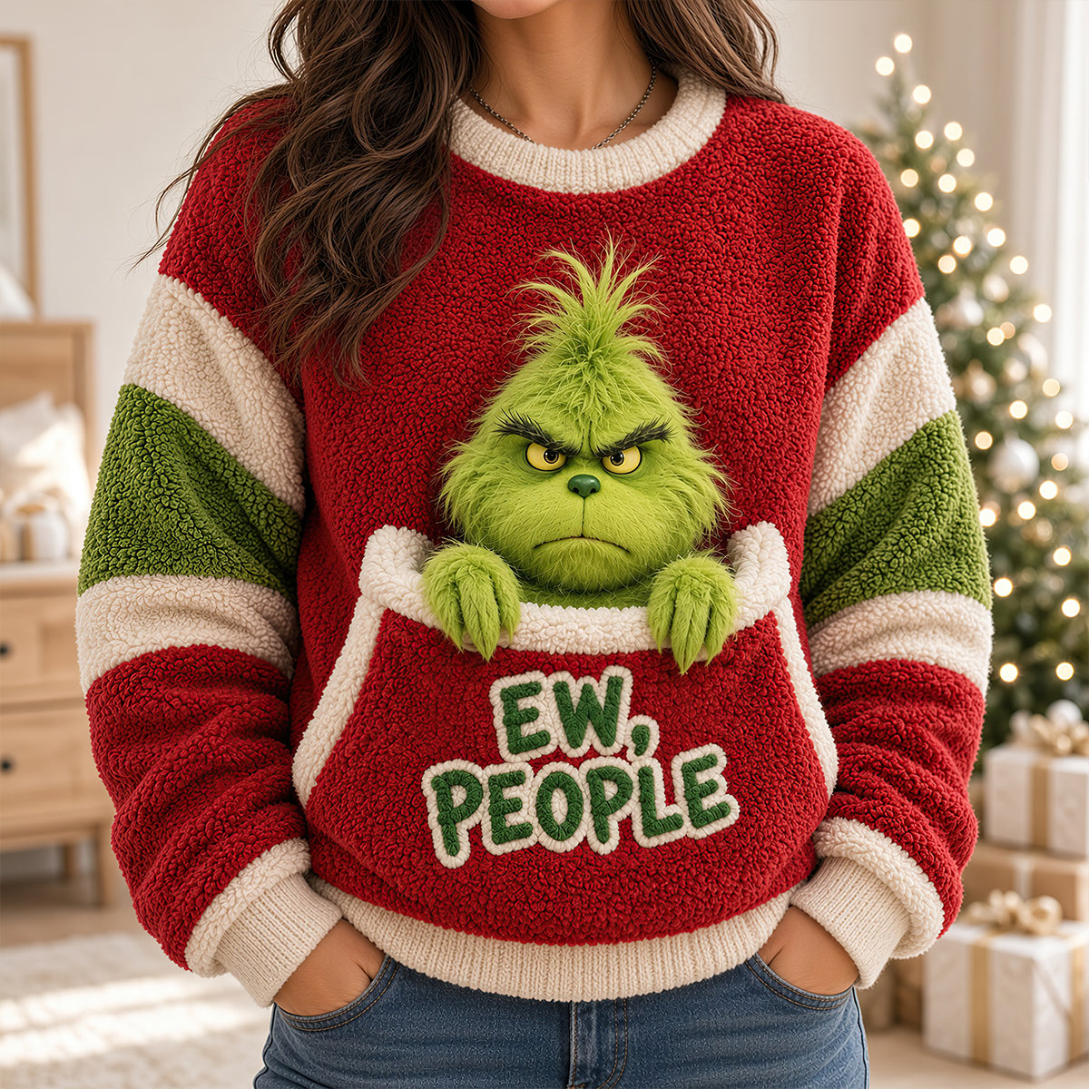 Ew People! Embrace the Grinch This Christmas - Personalized Funny Christmas Shirt AOP Products PopCulturePrints