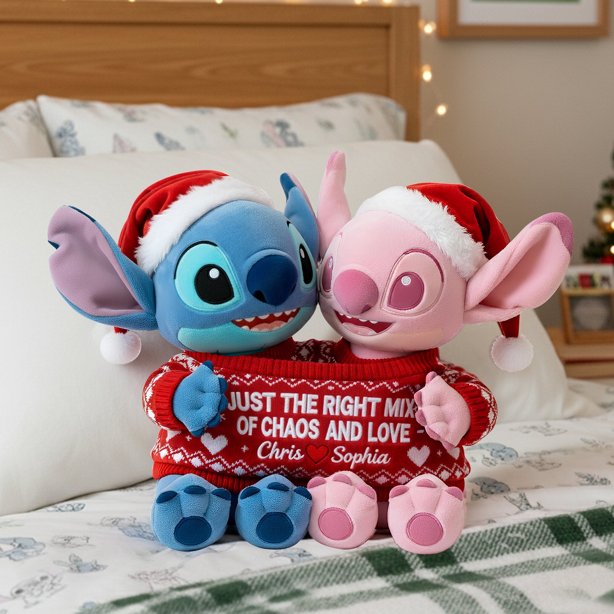 Just the Right Mix of Chaos and Love - Personalized Cute Sweater Shaped Pillow for Couples Pillow PopCulturePrints