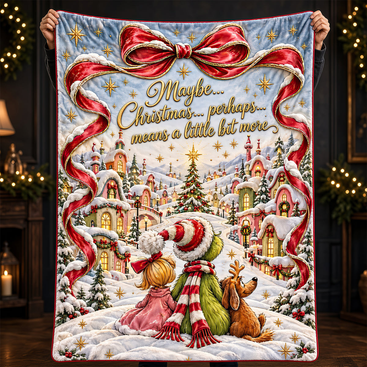 “Maybe Christmas means a little bit more” - Shining Christmas Blanket - Personalized Gift for Loved Ones Blanket PopCulturePrints
