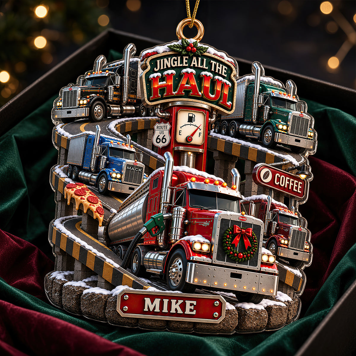 Jingle All The Haul - Personalized Christmas Trucking Life Acrylic Ornament