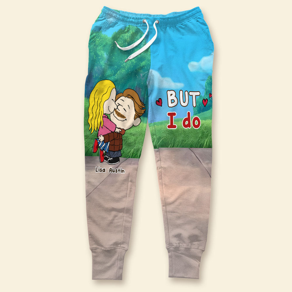 Personalized Romantic Couple Sweatpants - Hugging Design Shorts and Pants PopCulturePrints