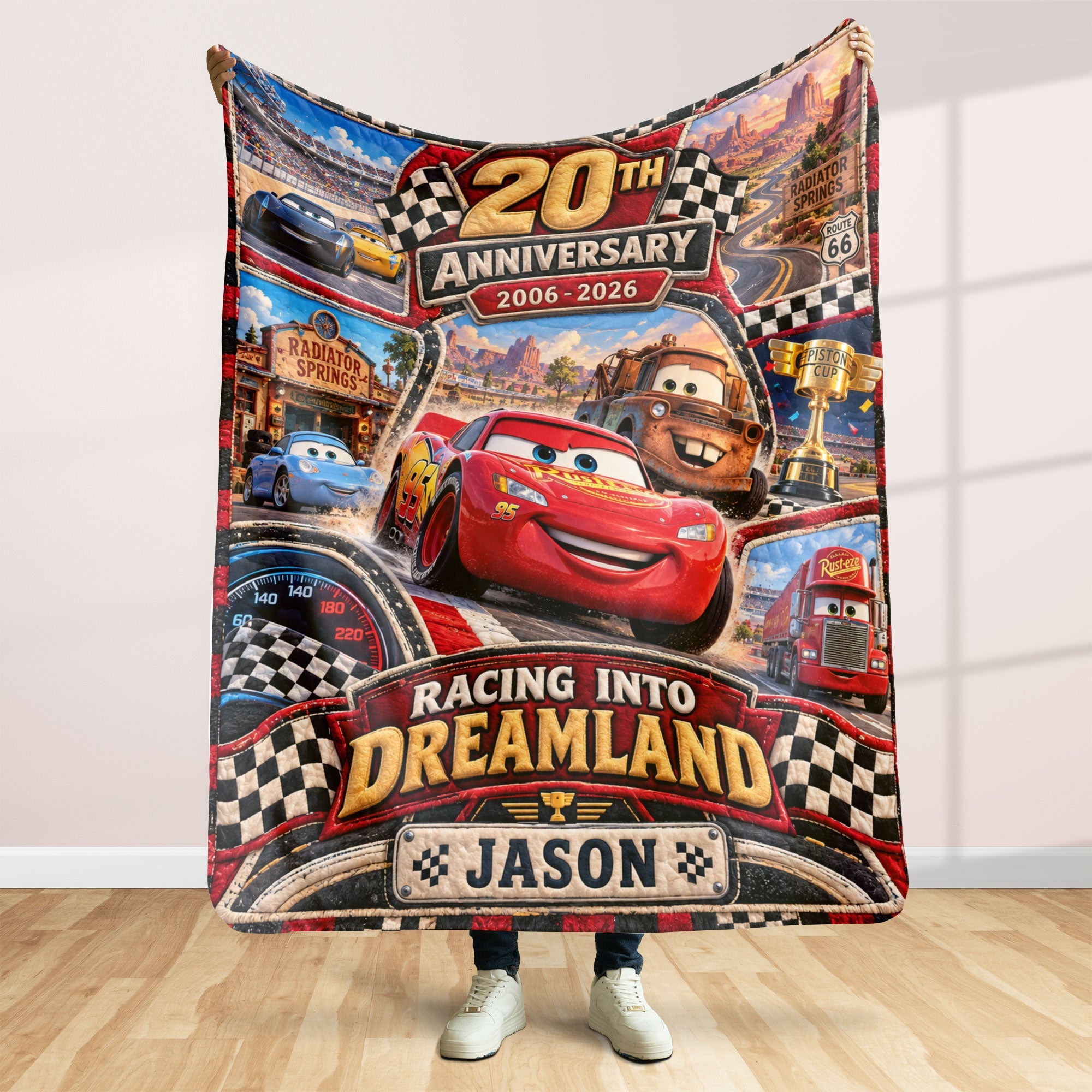 Racing into Dreamland - 20th Anniversary Personalized Blanket for Kids Blanket PopCulturePrints