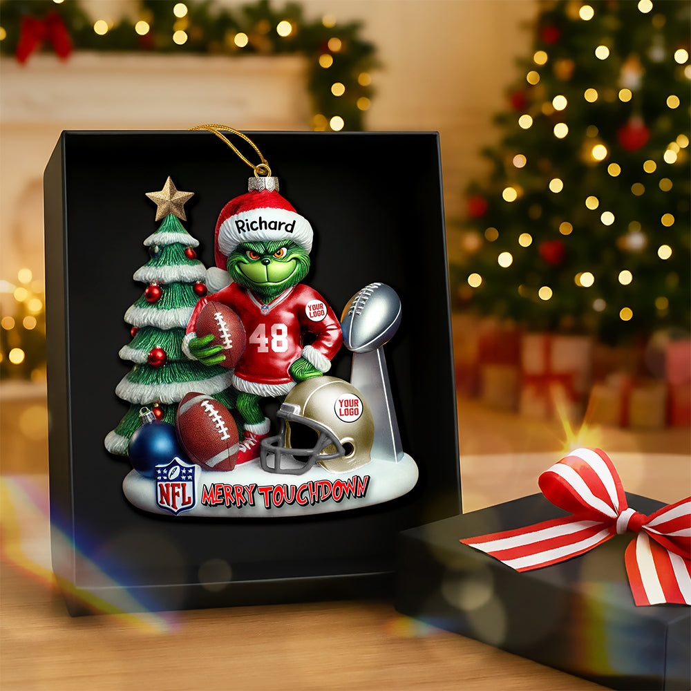 Merry Touchdown Christmas Ornament - Personalized Gift for NFL Fans Ornament PopCulturePrints