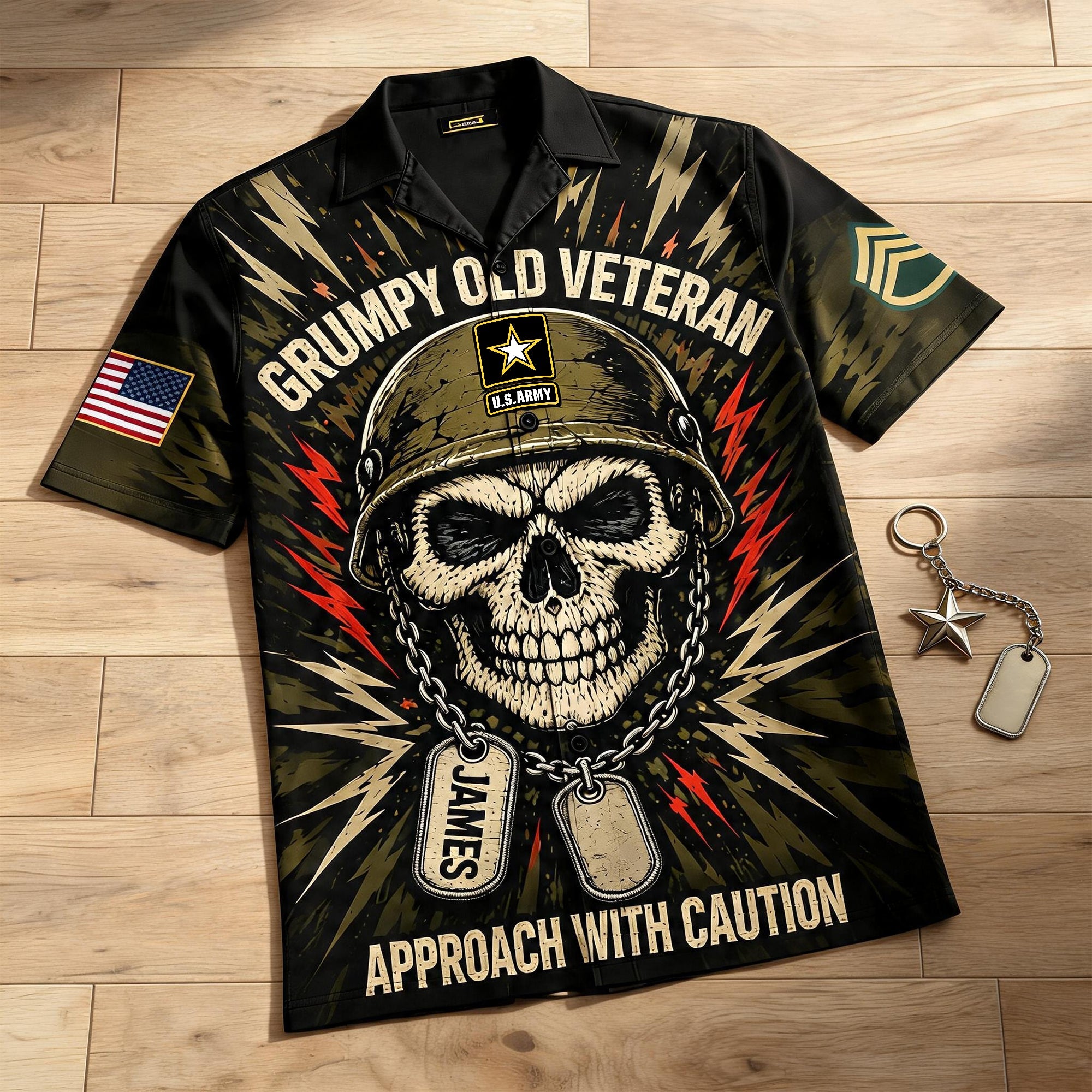 Grumpy Old Veteran Hawaiian Shirt - Personalized Gift for Veterans Hawaiian Shirts PopCulturePrints
