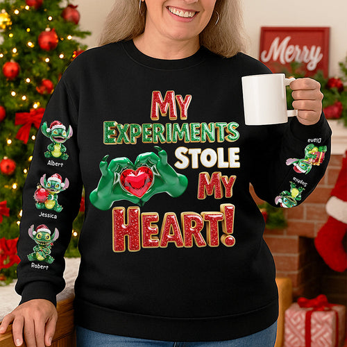 My Experiments Stole My Heart! Personalized Sweatshirt for Grandkids and Grandma AOP Products PopCulturePrints