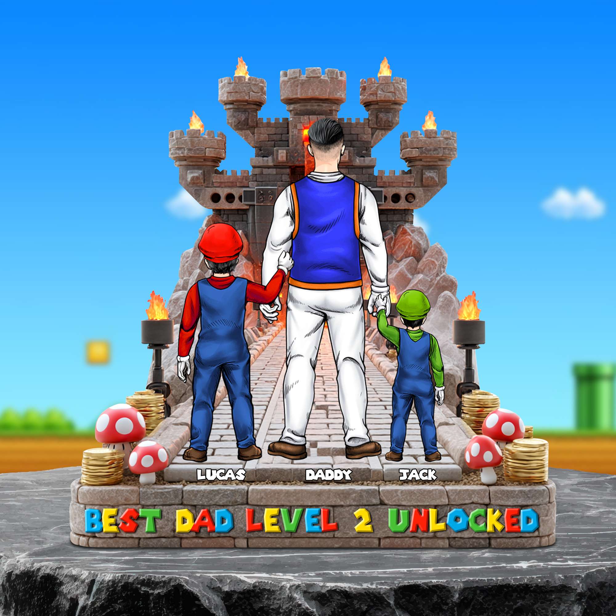 "Level Up Your Dad's Game!" - Personalized Dad Level Unlocked Acrylic Plaque - Unique Gift for Dads, Grandpas, and More Shaped Plaques PopCulturePrints