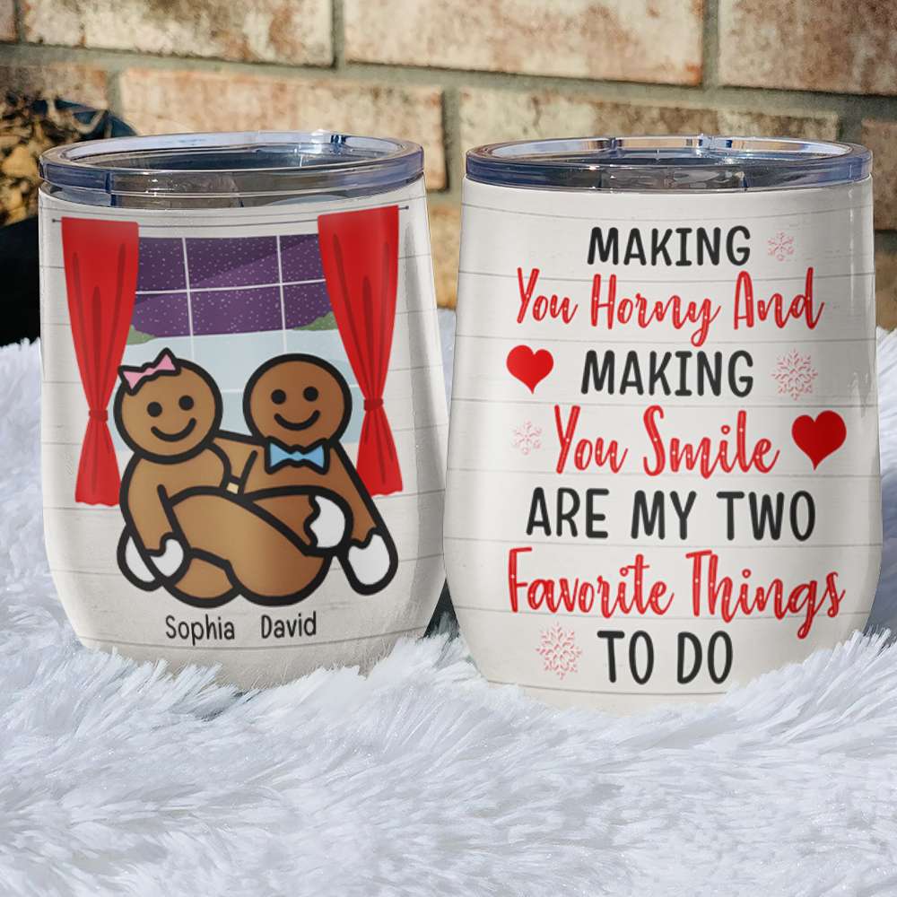 Naughty and Nice Personalized Wine Tumbler - Fun Valentine's Day and Christmas Gift for Couples Wine Tumbler PopCulturePrints