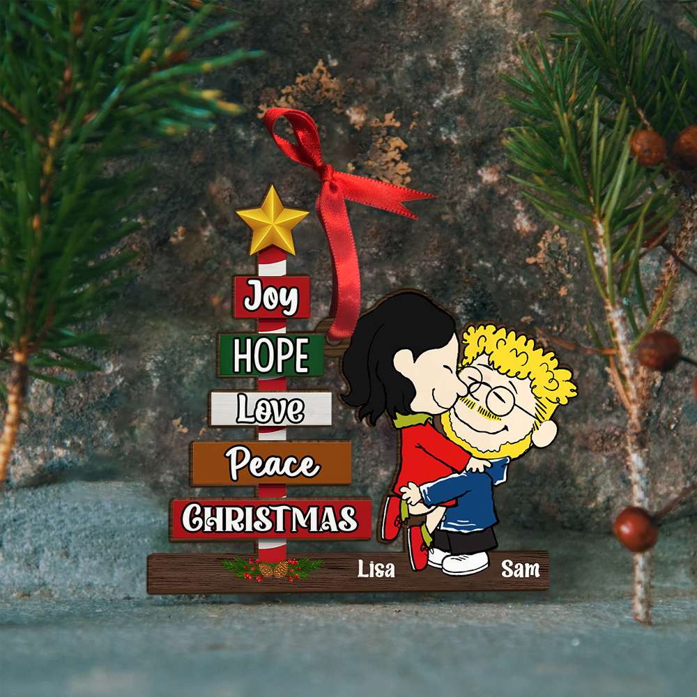 Personalized Couple Christmas Ornament - Joy, Hope, Love, Peace