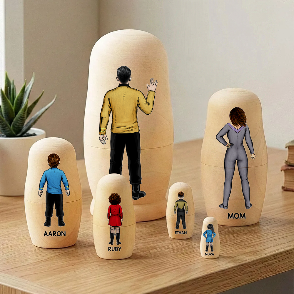 “Embrace Your Sci-Fi Family Adventure!” - Sci-fi Theme Family Nesting Dolls - Personalized Gifts For Family Wooden Nesting Dolls PopCulturePrints