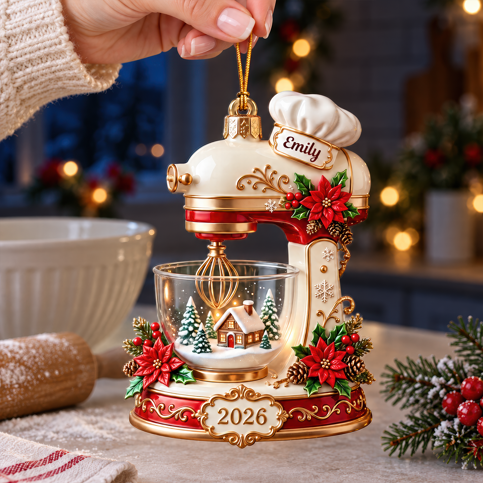 Bake Memories: Personalized Baking Mixer Christmas Ornament - A Perfect Gift for Baking Lovers