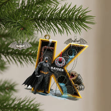 Load image into Gallery viewer, “Embrace the Night: Personalize Your Shadow Wing Initials Christmas Ornament - A Unique Gift for Fans” Ornament PopCulturePrints
