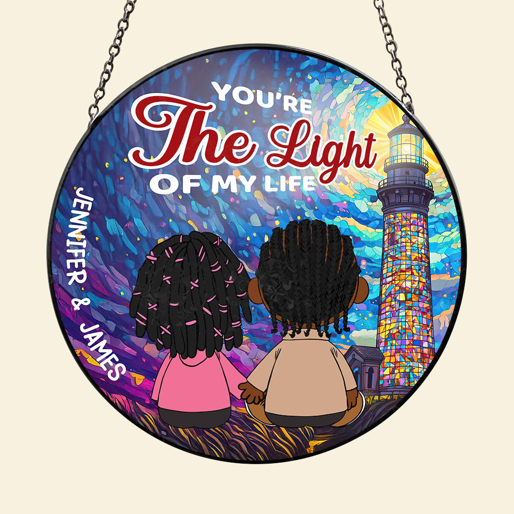 Personalized Stained Glass Gift for Couples - You're The Light Of My Life Ornament PopCulturePrints