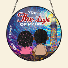Load image into Gallery viewer, Personalized Stained Glass Gift for Couples - You&#39;re The Light Of My Life Ornament PopCulturePrints
