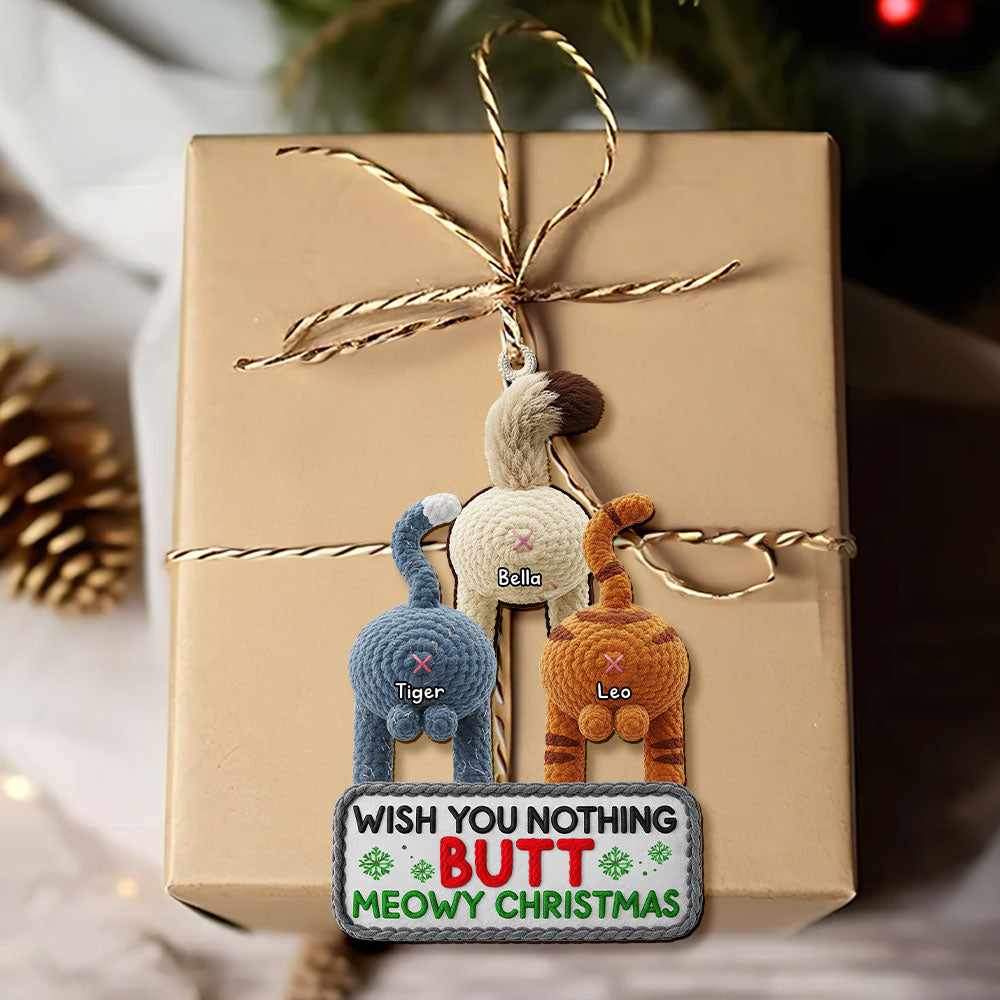 Wish You Nothing But Meowy Christmas - Funny Cat Ornament Ornament PopCulturePrints